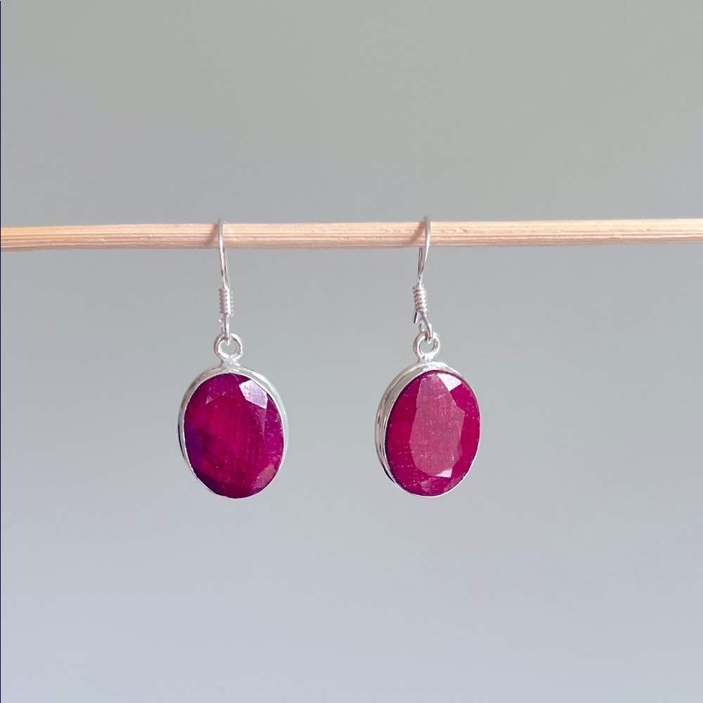 Royal Ruby in Sterling Silver Dangle Earrings